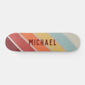 Custom Name Cool Retro Sunset Stripes  Skateboard (Horz)