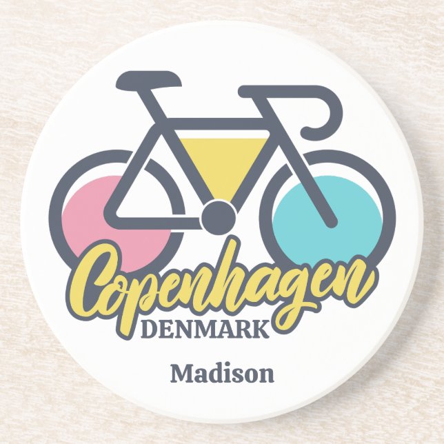 Custom Name Copenhagen Denmark Coaster (Front)
