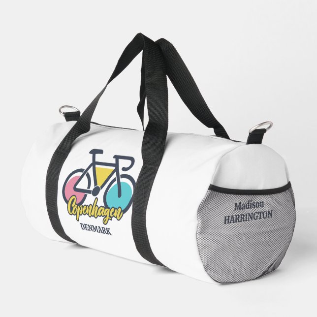 Custom Name Copenhagen Denmark Duffle Bag (Right Corner)
