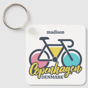 Custom Name Copenhagen Denmark Key Ring