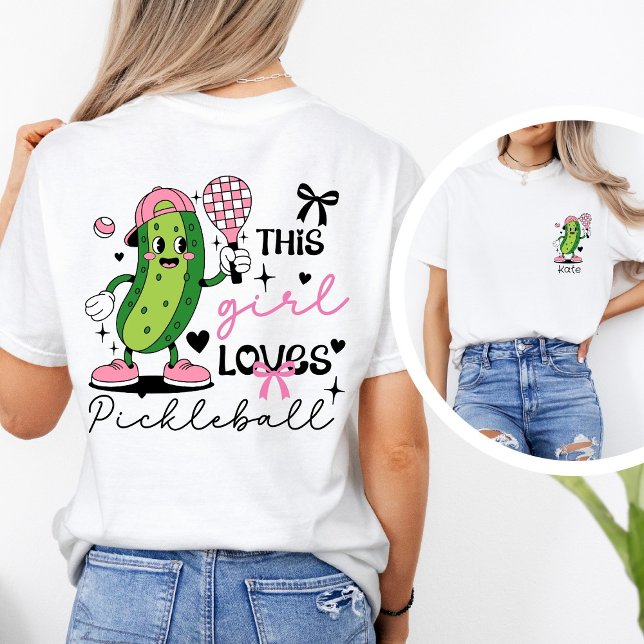 Custom Name Coquette Pickleball Girl  T-Shirt (Creator Uploaded)