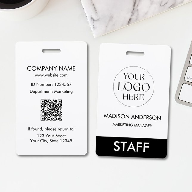 Custom Name Corporate Business Logo Employee ID Badge (In situ)