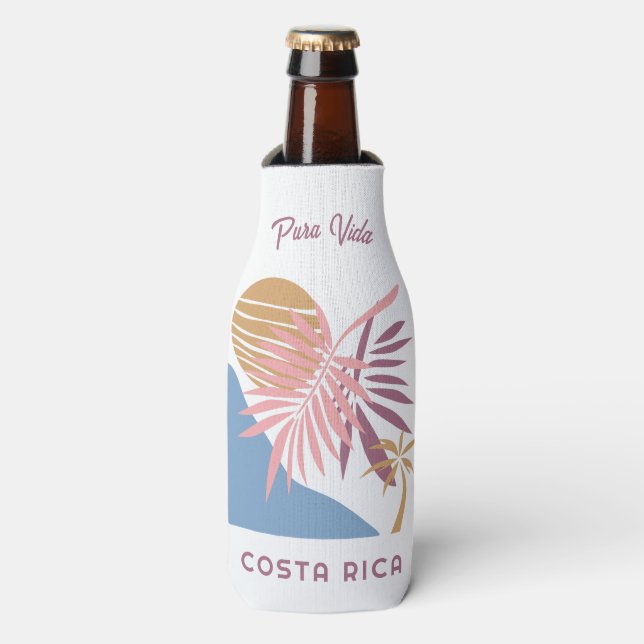 Custom Name Costa Rica Motto Pura Vida Bottle Cooler (Bottle Front)