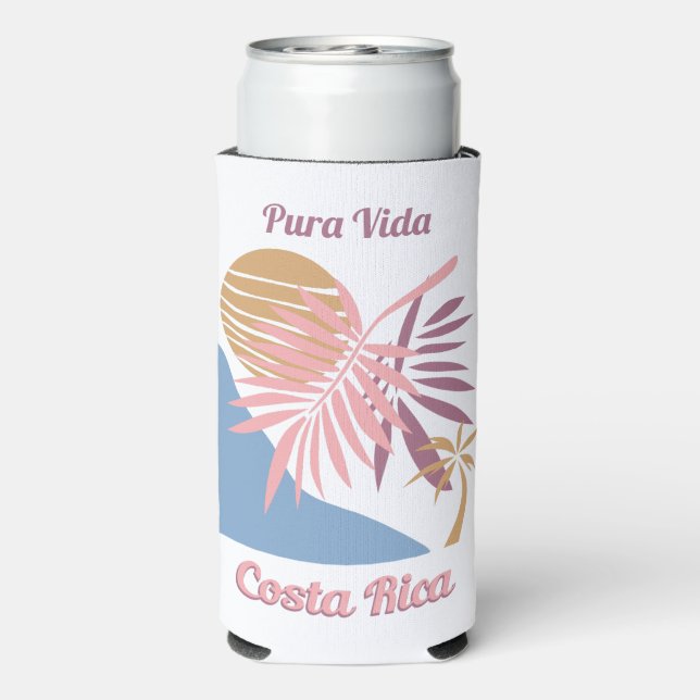Custom Name Costa Rica Motto Pura Vida Seltzer Can Cooler (Seltzer Back)