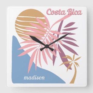 Custom Name Costa Rica Square Wall Clock