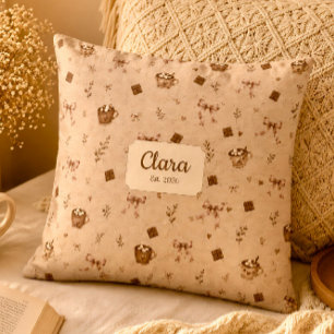 Custom Name Cosy Cocoa Hot Chocolate Readers Gift Cushion