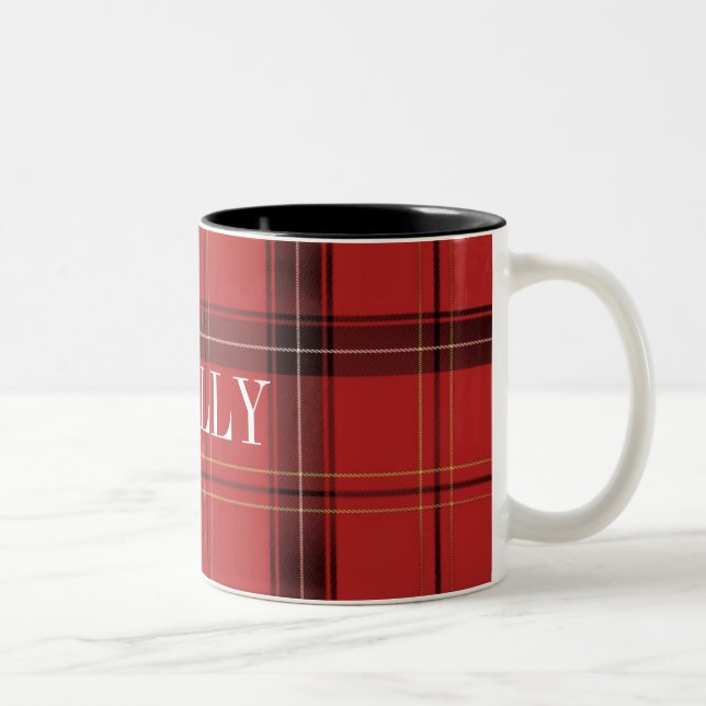 Custom Name Cosy Red Plaid/Tartan Holiday Mug (Right)