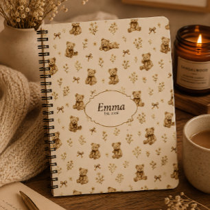 Custom Name Cottagecore Coquette Teddy Bear Gift Notebook