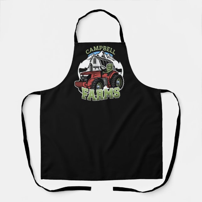 Custom NAME Country Farms Barn Tractor Farmer Apron (Front)