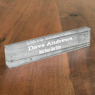 Custom Name Country Rustic Wood Desk Nameplate