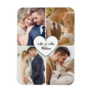 Custom Name Couple Photo Mr & Mrs Magnet