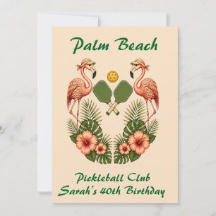 Custom Name Cream Palm Beach Pickleball Club Paper Invitation