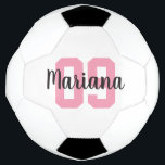 Custom Name Create Your Own Girl Pink Personalised Soccer Ball<br><div class="desc">Custom name soccer ball for girls featuring template with personalised age/jersey number,  in pink. Easily add your text and create your own soccer ball today.</div>