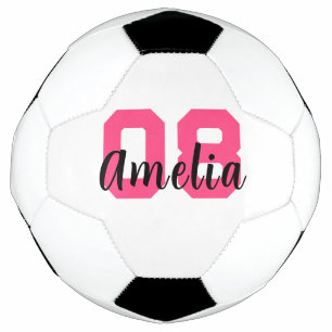Custom Name Create Your Own Girl Pink Personalised Soccer Ball