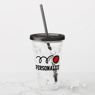 Custom name cricket player acrylic tumbler glass