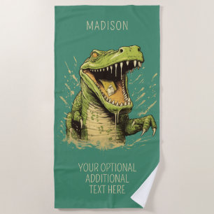 Custom Name Crocodile Beach Towel