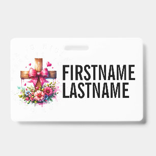 CUSTOM NAME CROSS Christian ID Badge
