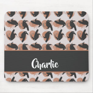 Custom name crow pattern mouse pad