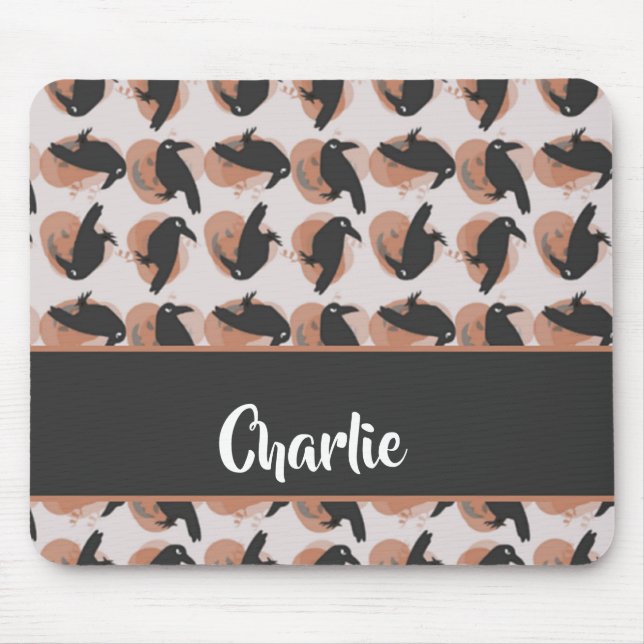 Custom name crow pattern mouse pad (Front)