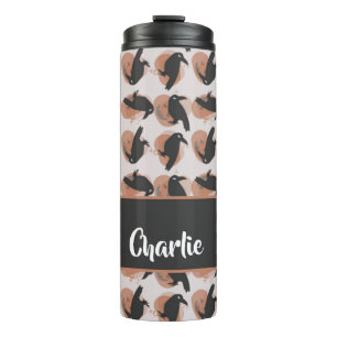 Custom name crow pattern thermal tumbler