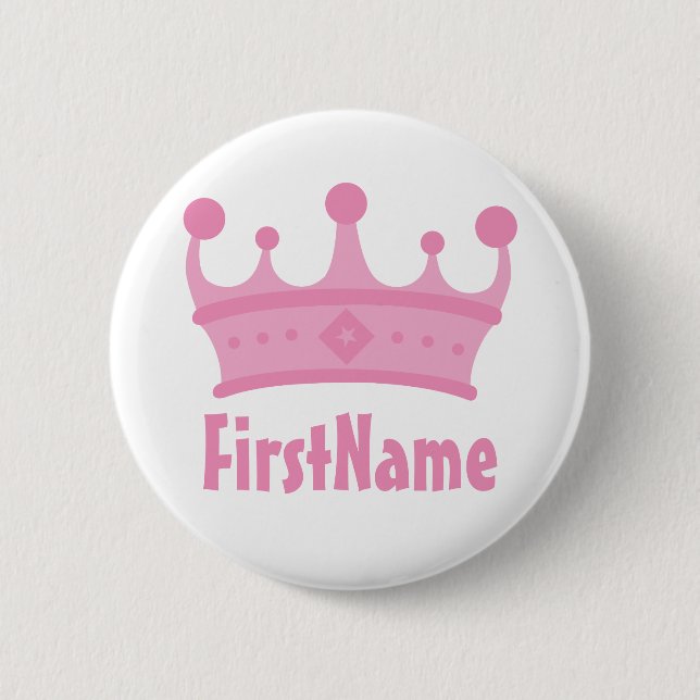 Custom Name Crown 6 Cm Round Badge (Front)
