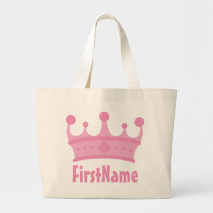 Custom Name Crown Large Tote Bag