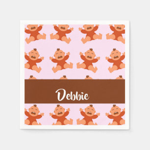 Custom name crying babies on pink napkin