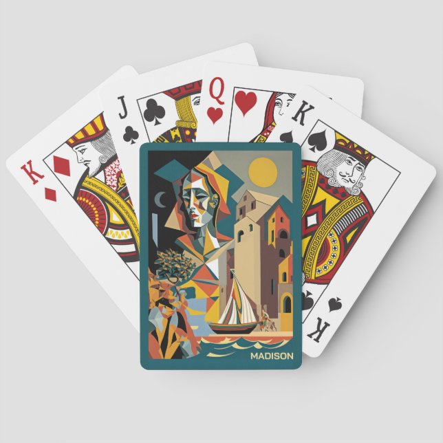 Custom Name Cubist Malaga Playing Cards (Back)