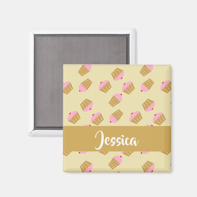 Custom name cupcakes pattern magnet (Front/Back)