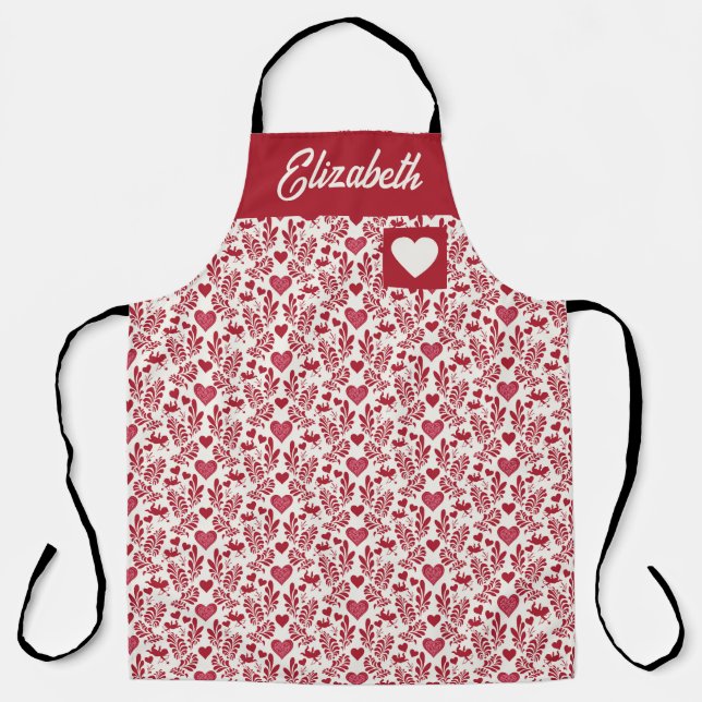 Custom Name Cupids & Hearts Apron (Front)