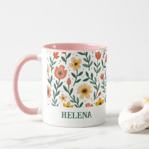 Custom Name Custom Message Floral Mug
