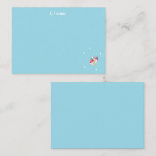 Custom name cute angels on blue card