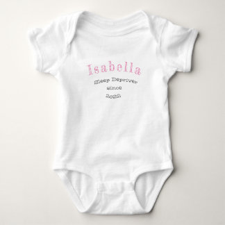 Custom Name Cute Baby Girl Pink Grey Typography Baby Bodysuit