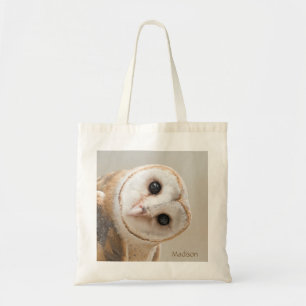 Custom Name Cute Barn Owl Tote Bag