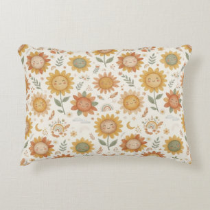 Custom Name Cute Boho Sunflower Nursery Sun Decorative Cushion