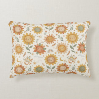 Custom Name Cute Boho Sunflower Nursery Sun Decorative Cushion