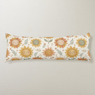 Custom Name Cute Boho Sunflower Sun & Rainbow Body Cushion