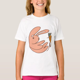 Custom Name Cute Bunny and Carrot Animal Art T-Shirt