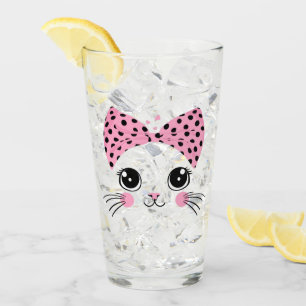 Custom Name Cute Cat Face Glass