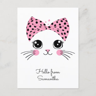 Custom Name Cute Cat Face Postcard