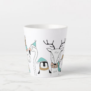 Custom Name Cute Christmas Animals Latte Mug