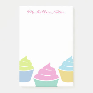 Custom name cute colourful cupcake sticky notes