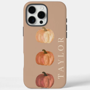 Custom Name Cute Fall Pumpkin Minimal iPhone 16 Pro Max Case