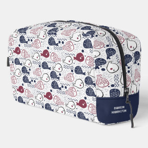 Custom Name Cute Fish Pattern Dopp Kit