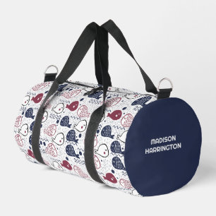 Custom Name Cute Fish Pattern Duffle Bag