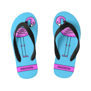 Custom name Cute Flamingo flip flops