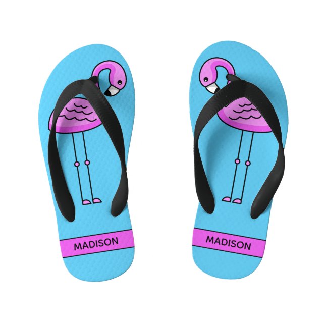 Custom name Cute Flamingo flip flops (Footbed)