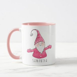 Custom Name Cute Gnome Pink Christmas Mug