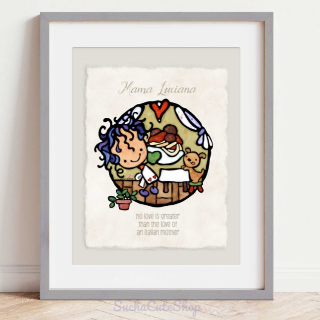 Custom Name! Cute Italian Cook Spaghetti Puppy Art Poster (Creator Uploaded)