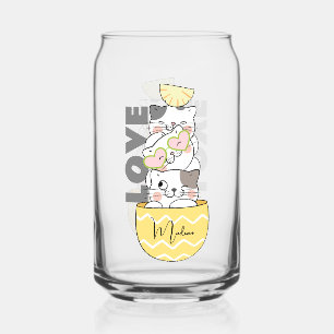 Custom Name Cute Kittens Can Glass